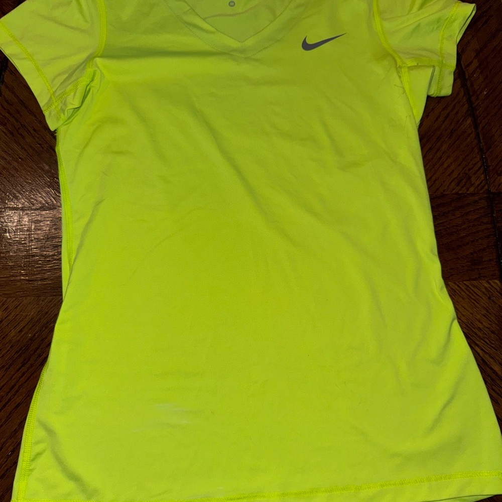 Nike Pro Neon Green V-Neck Shirt